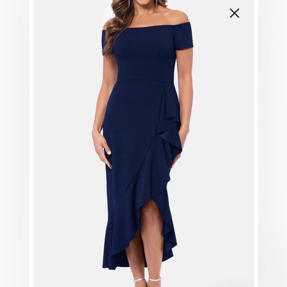 Elegant Navy Blue Ruffle Dress